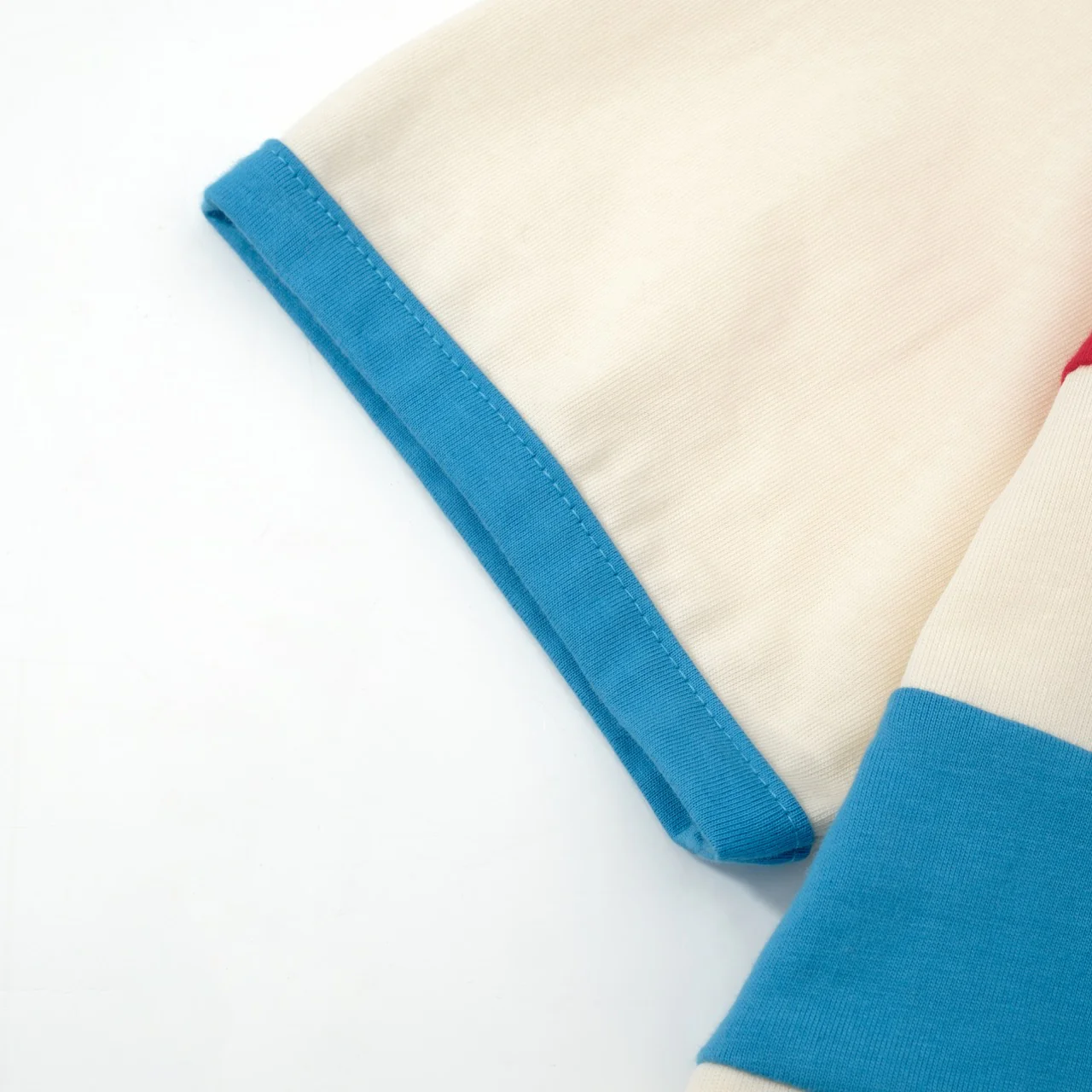 Men's 70s Cream Red Blue Stripe Knit Tee – Retro Sport Style - Image 8