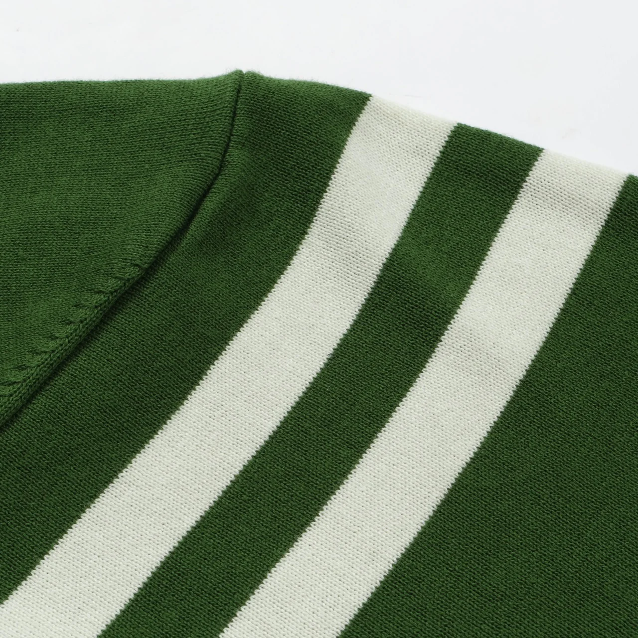 Men's 70s Green Knit Tee – White Racing Stripe Retro Style - Image 3