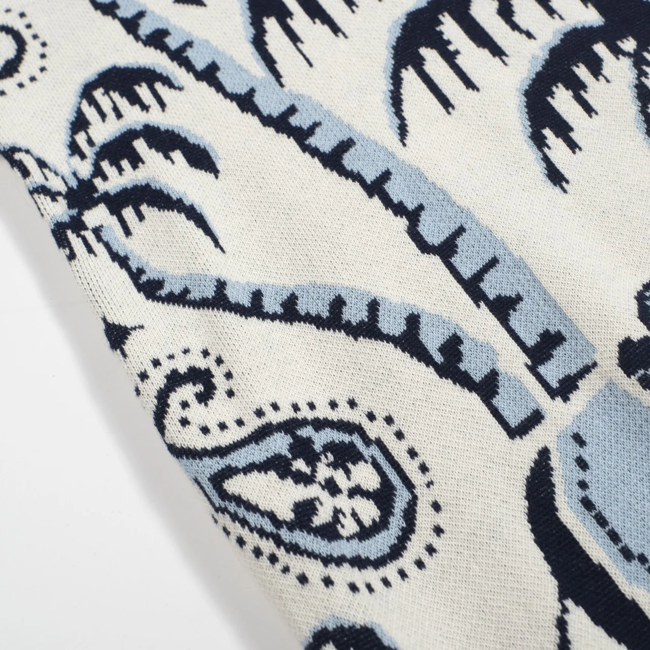 Men's 70s Knit Safari Polo – Elephant & Palm Tree Jacquard Shirt - Image 8