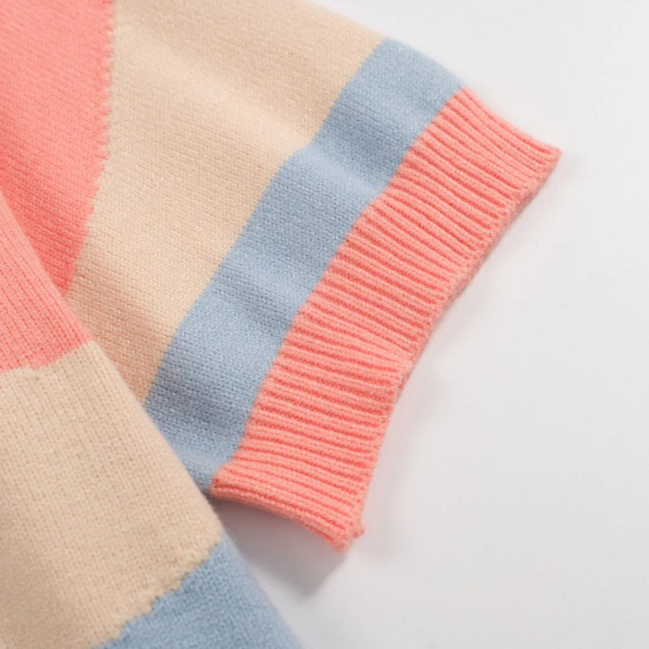 Men's 70s Pastel Knit Shirt – Abstract Colorblock Button-Up - Image 6
