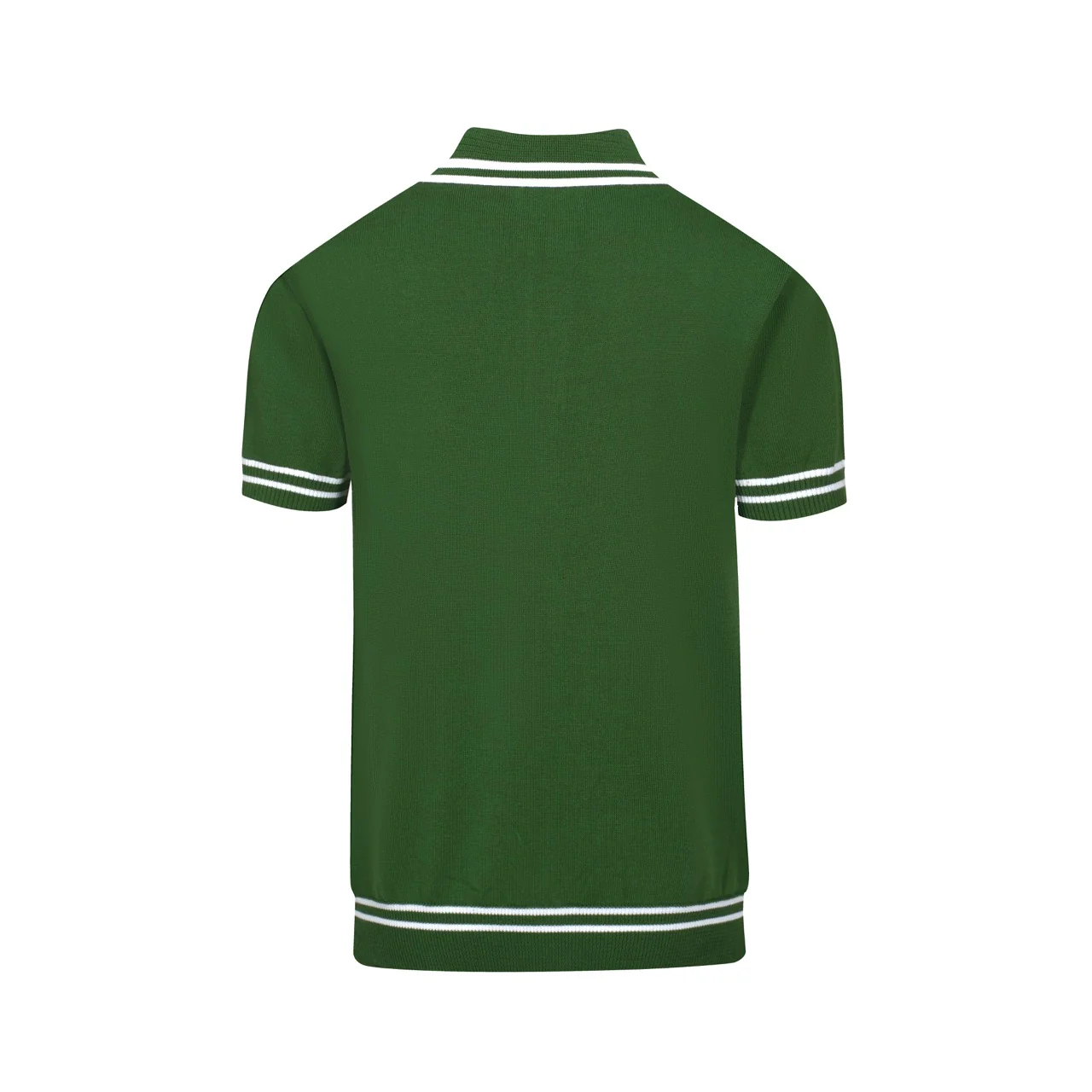 Men's Classic Green Cable Knit Polo – 60s Mod-Inspired Short Sleeve Shirt - Image 9