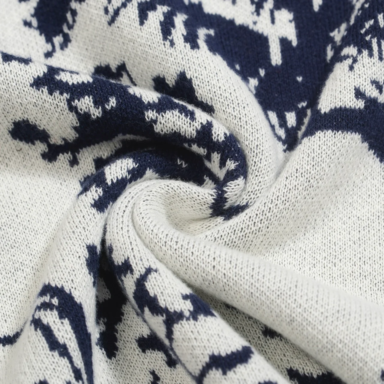 Men's Scenic Pastoral Knit Tee – Blue & Cream Vintage Nature Graphic Shirt - Image 10