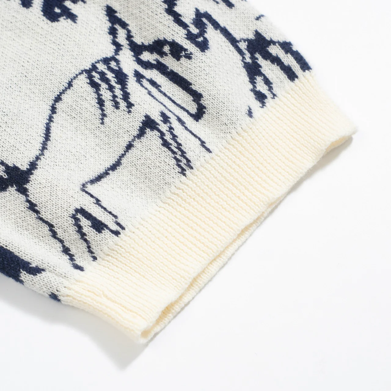 Men's Scenic Pastoral Knit Tee – Blue & Cream Vintage Nature Graphic Shirt - Image 5