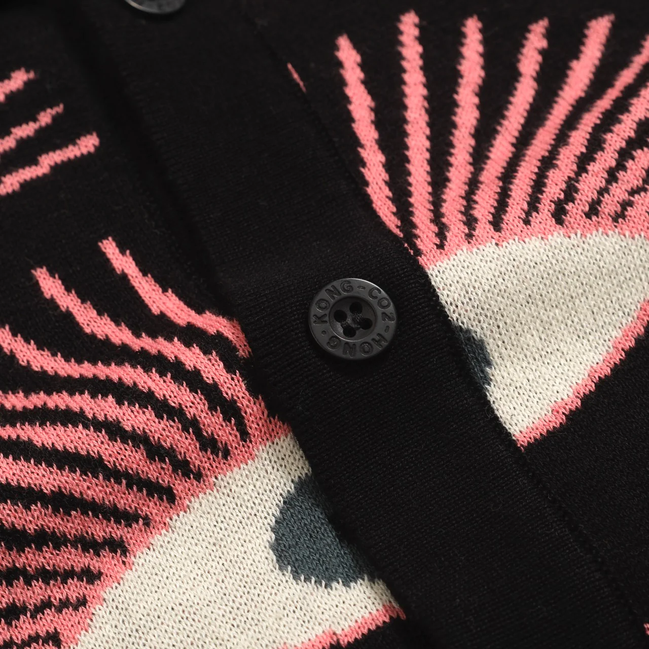 Men's Psychedelic Eye Knit Shirt – Black Button-Up with All-Seeing Graphic Print - designed by Carrie Cantwell - Image 5