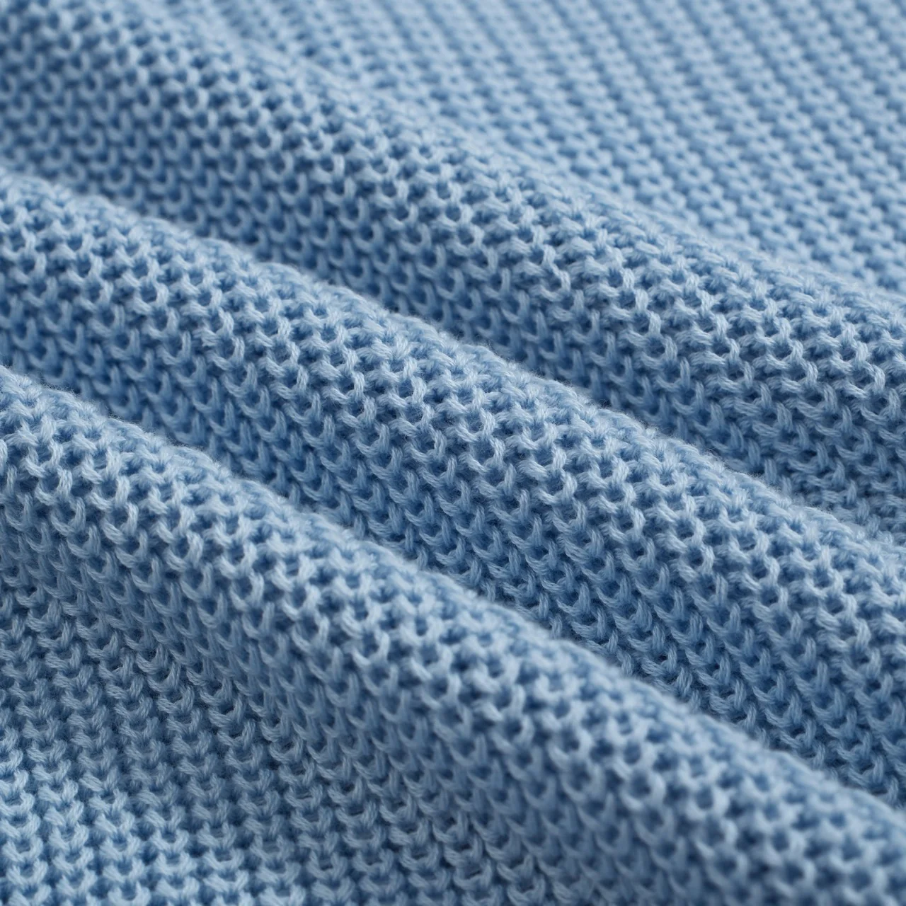 Men’s Retro Distressed Knit Shirt – Vintage Sky Blue Button-Up with Raw Edges - Image 3