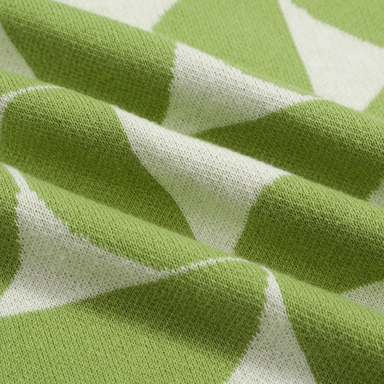 Men's Retro Knit Polo – Vintage Green Geometric Button-Up Shirt - Image 8