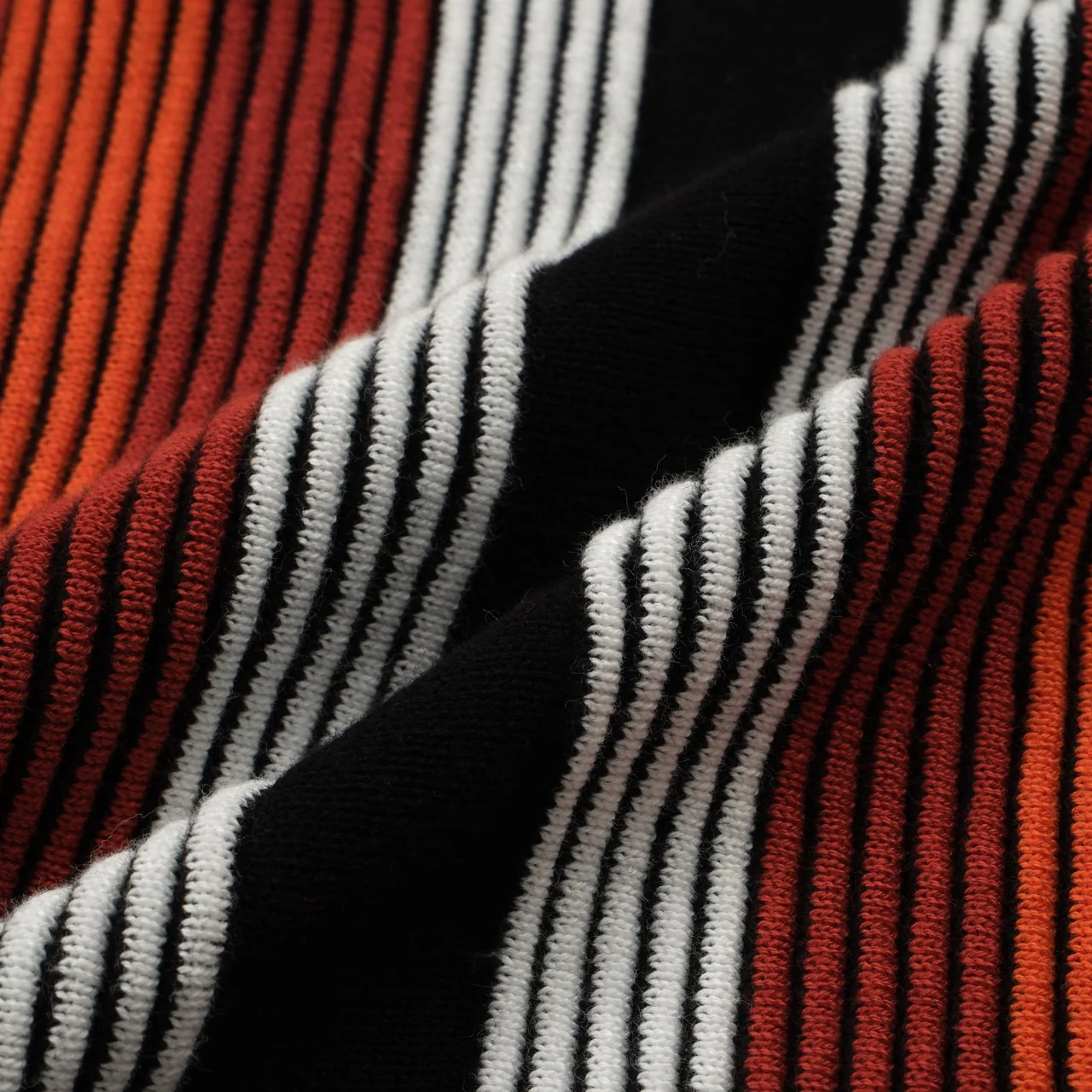 Men's Retro Stripe Knit Zip Polo – 60s Mod Style in Dark Red and Black - Image 7