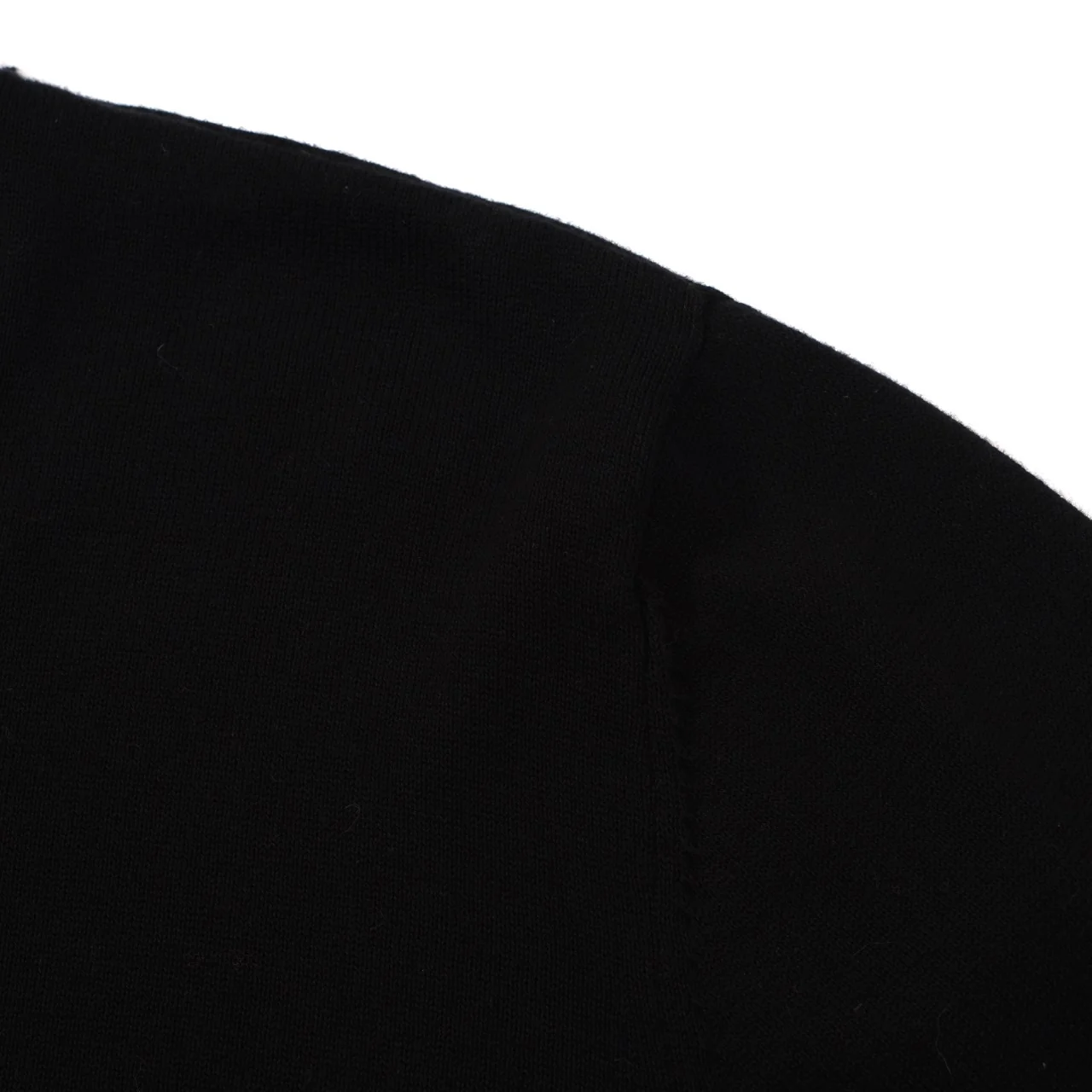 Men’s Retro Varsity Knit Sweater – Vintage Black with White Striped Trim - Image 3