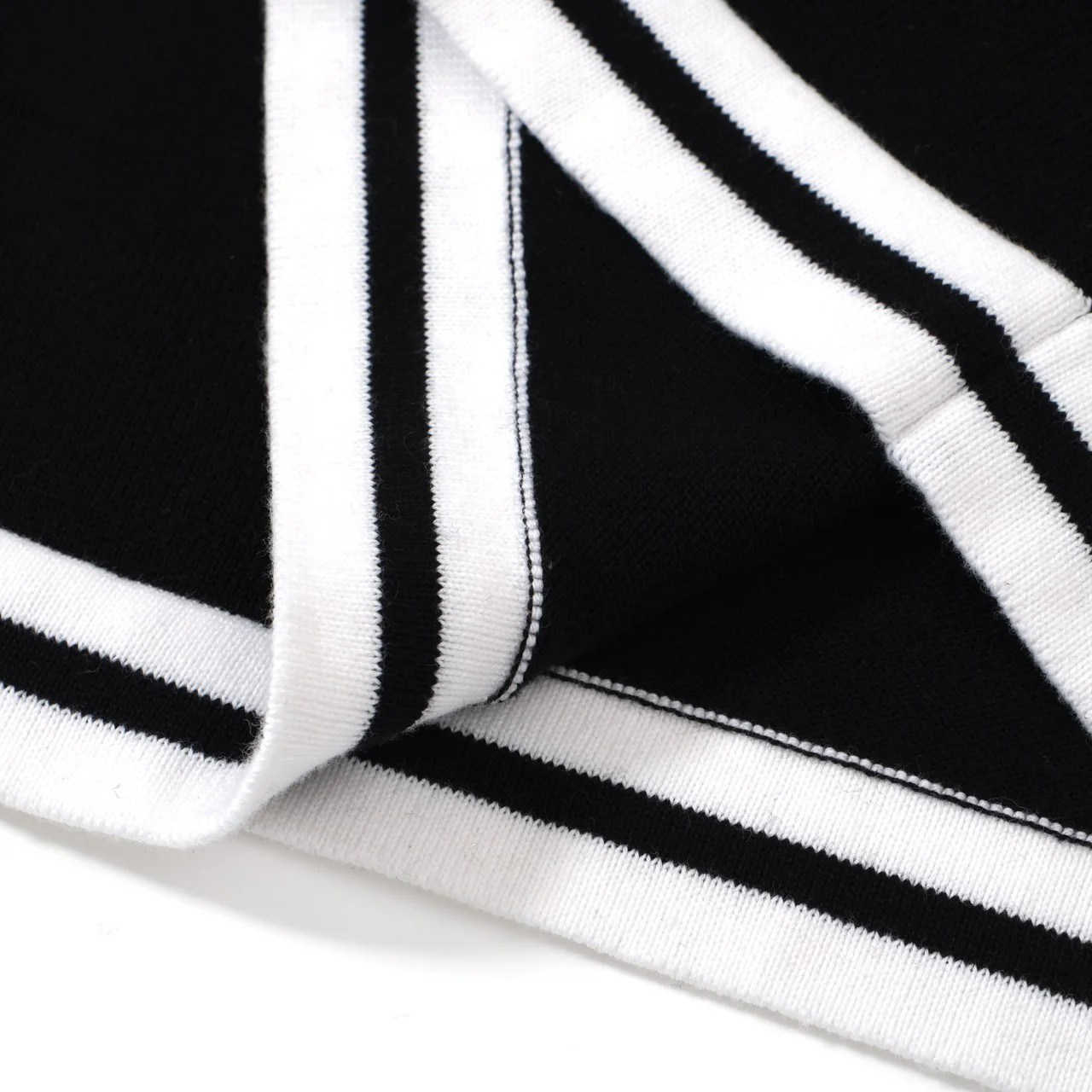 Men’s Retro Varsity Knit Sweater – Vintage Black with White Striped Trim - Image 4