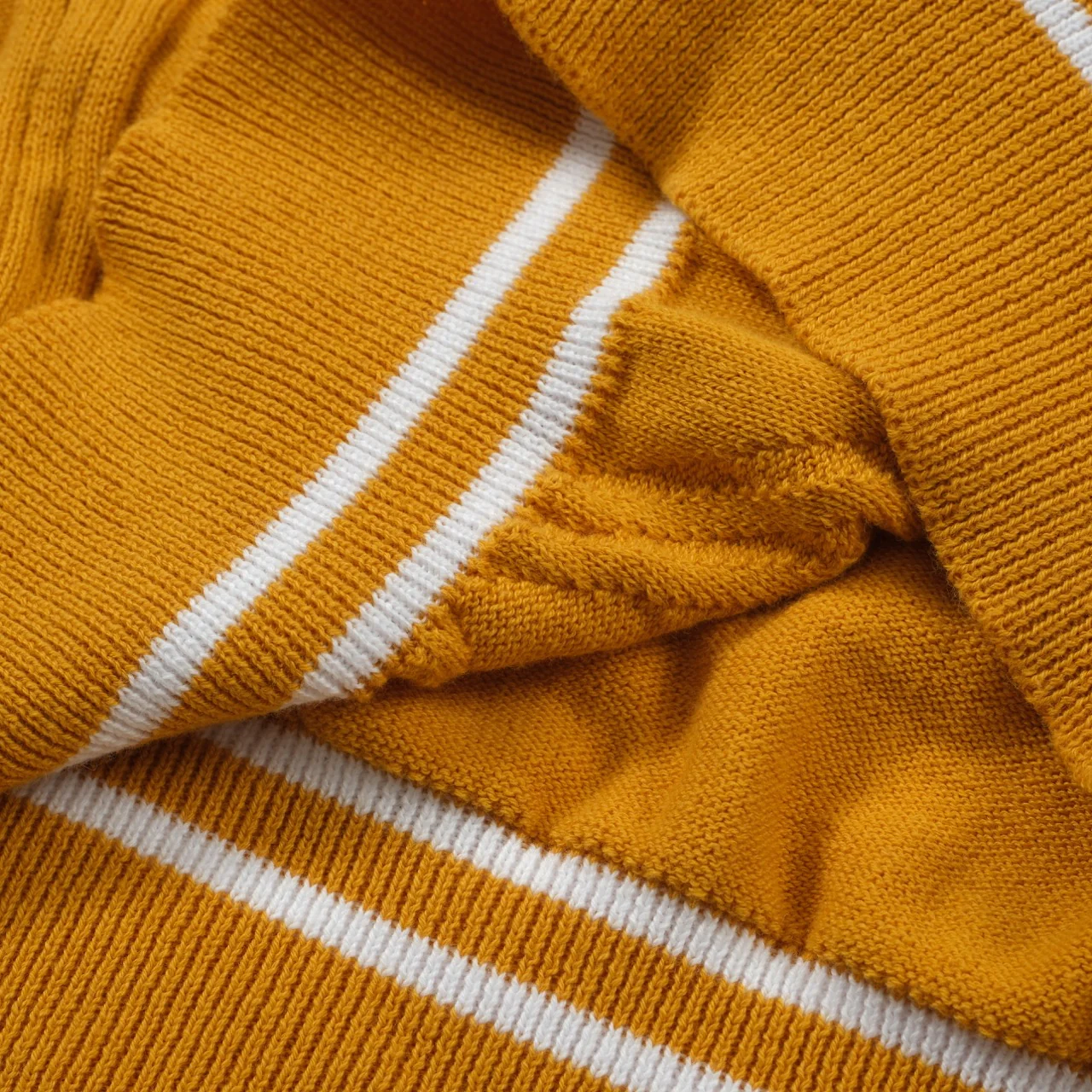 Men's Retro Yellow Textured Knit Polo – 60s Mod Short Sleeve Shirt - Image 5