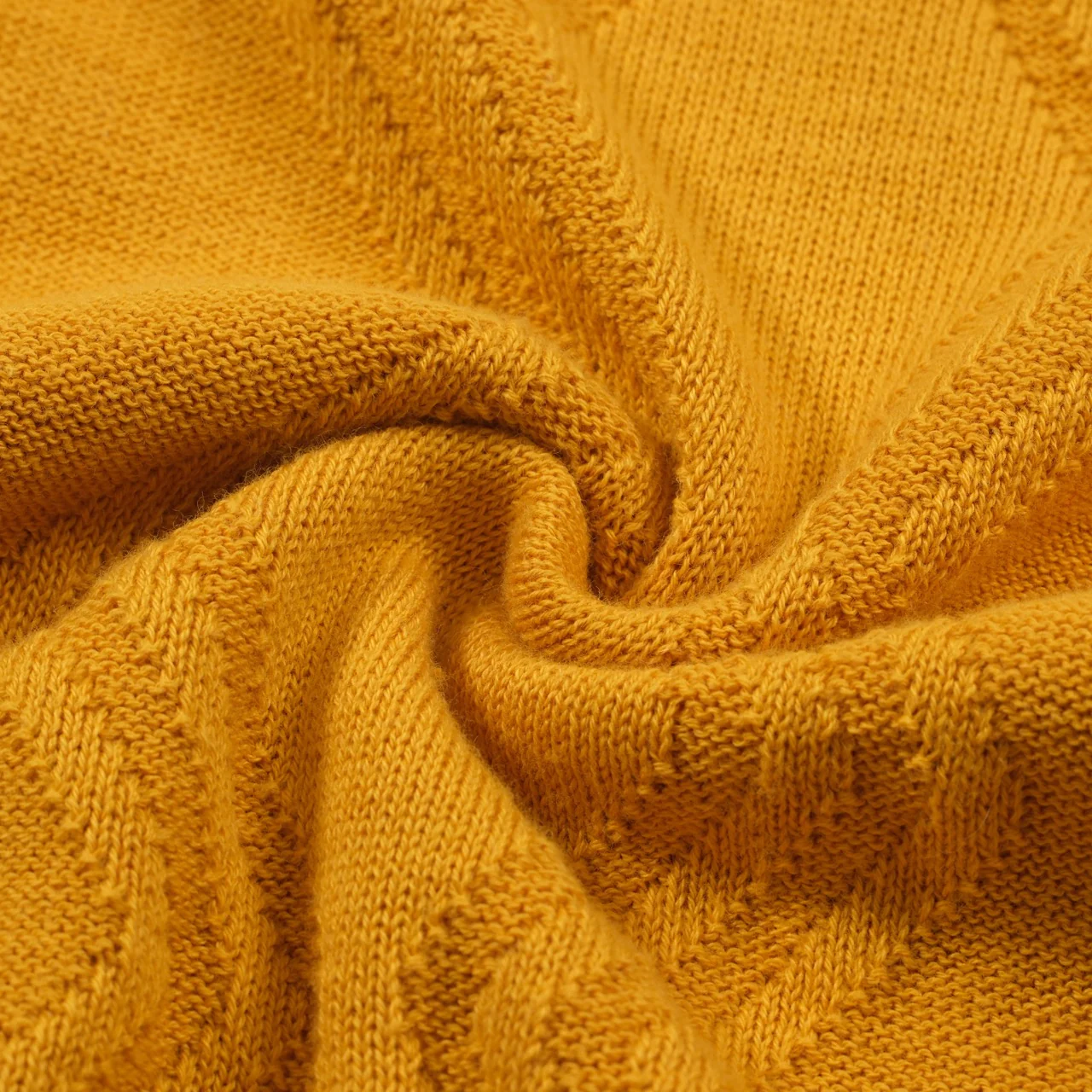 Men's Retro Yellow Textured Knit Polo – 60s Mod Short Sleeve Shirt - Image 7
