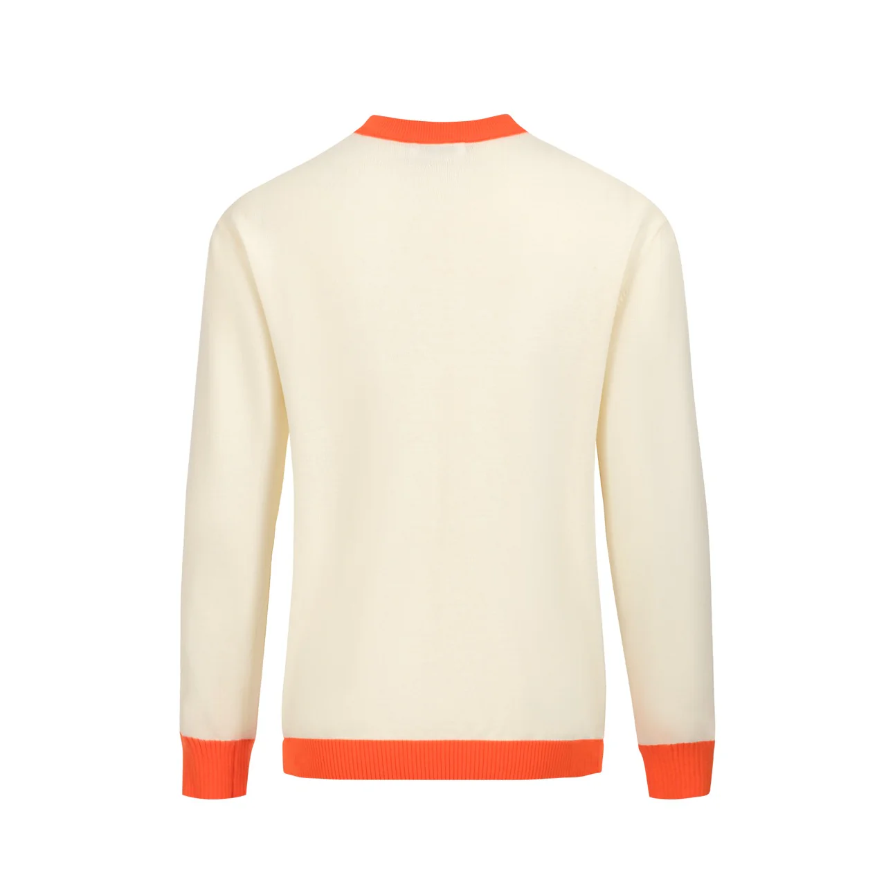 Men’s Cream Knitwear – Embroidered animal with Orange Trim - Image 3