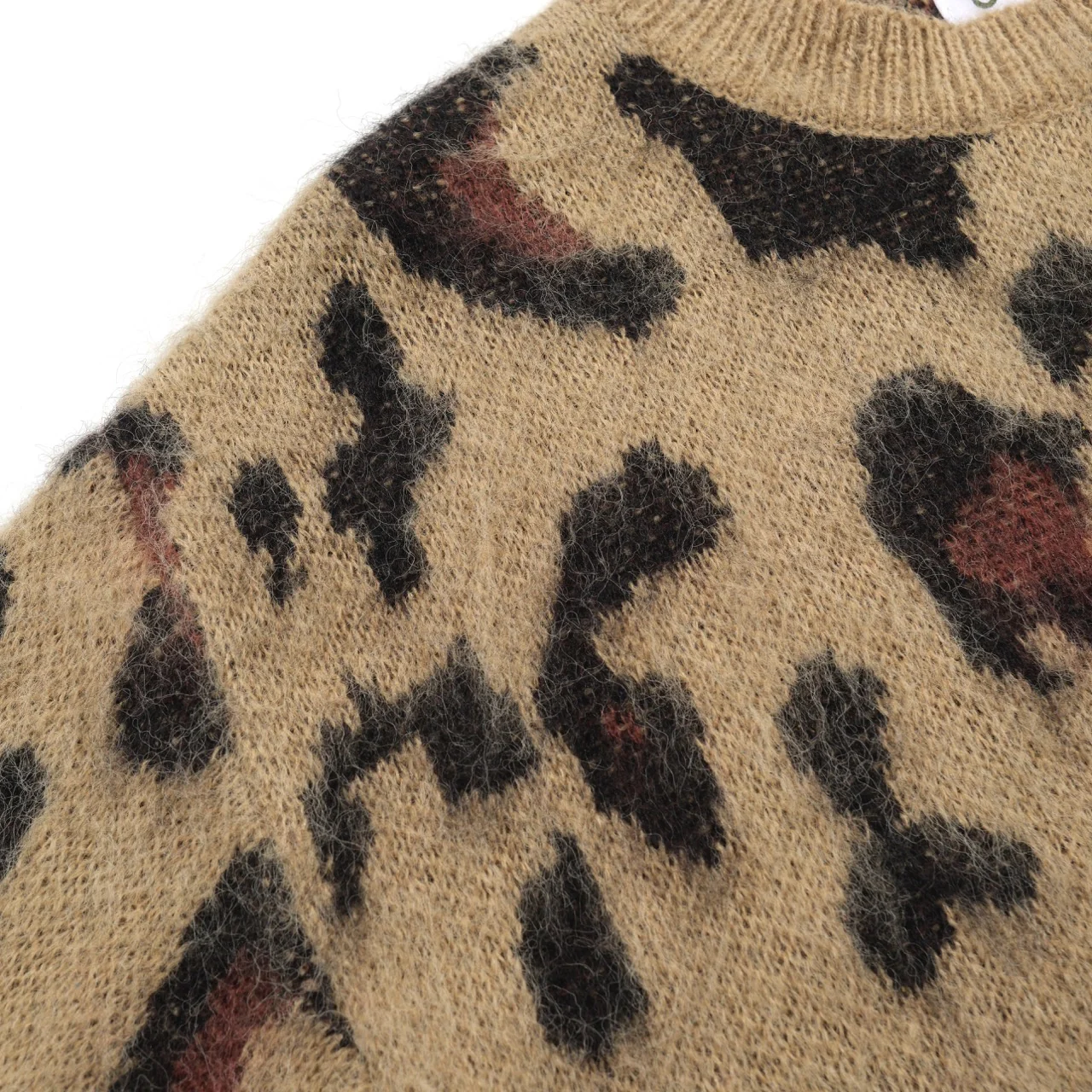 Men’s Fuzzy Leopard Print Sweater – 70s Wild Style - Image 4