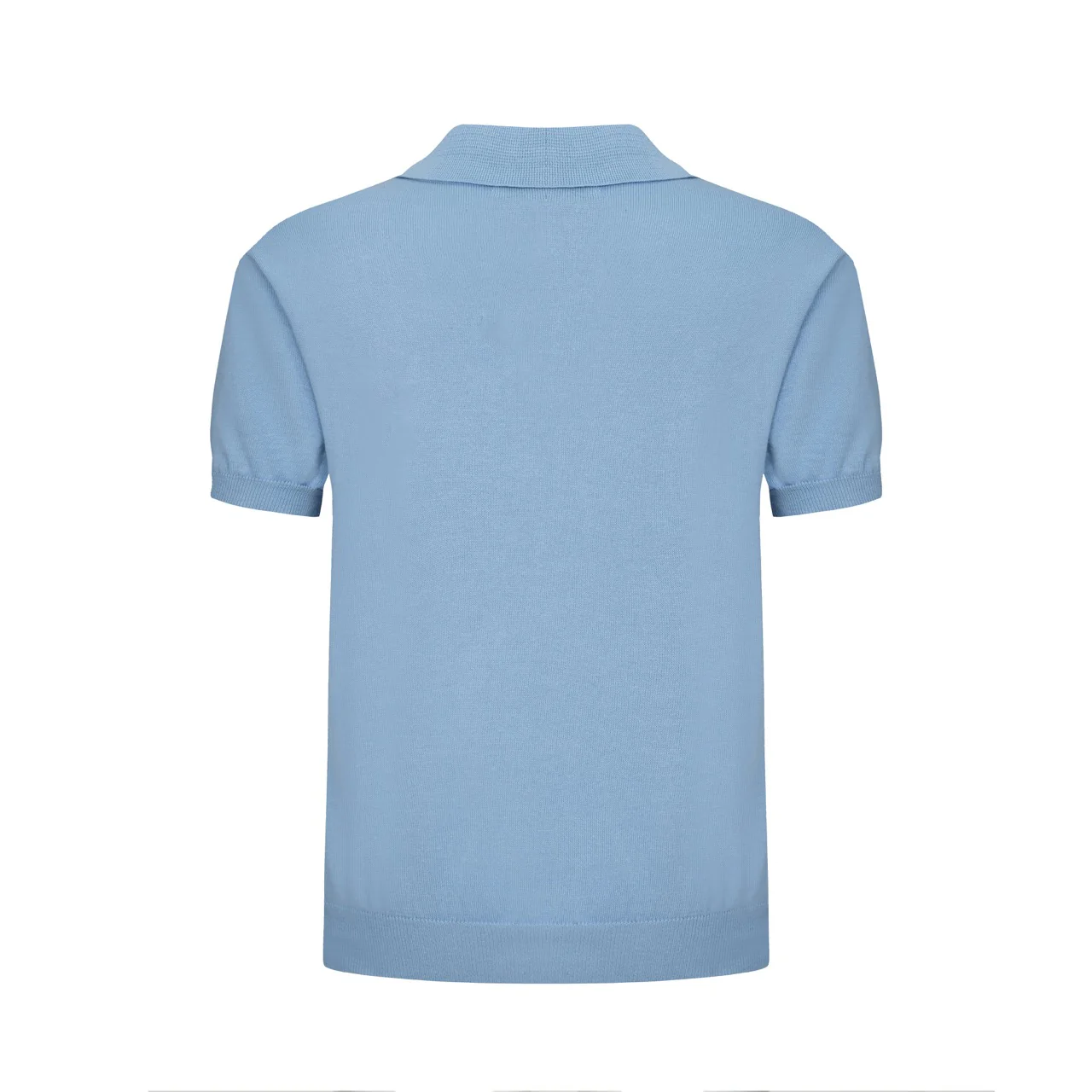 Men's Sky Blue Mod Stripe Knit Polo – 60s Vintage Short Sleeve Shirt - Image 9
