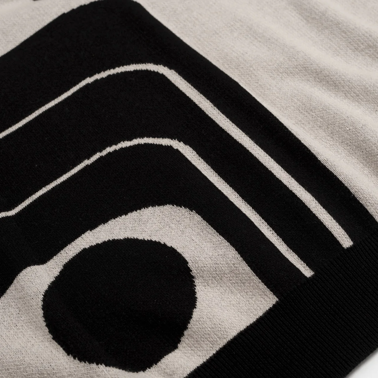Men’s Vintage 1960s MOD Knit Polo Shirt – Retro Black & Gary Geometric Pattern - Image 5