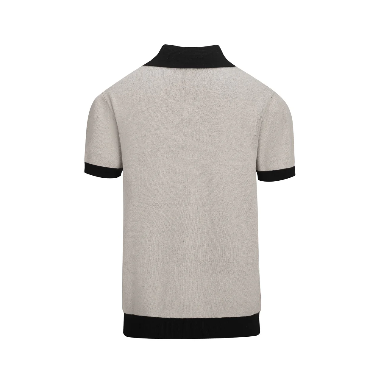 Men’s Vintage 1960s MOD Knit Polo Shirt – Retro Black & Gary Geometric Pattern - Image 8