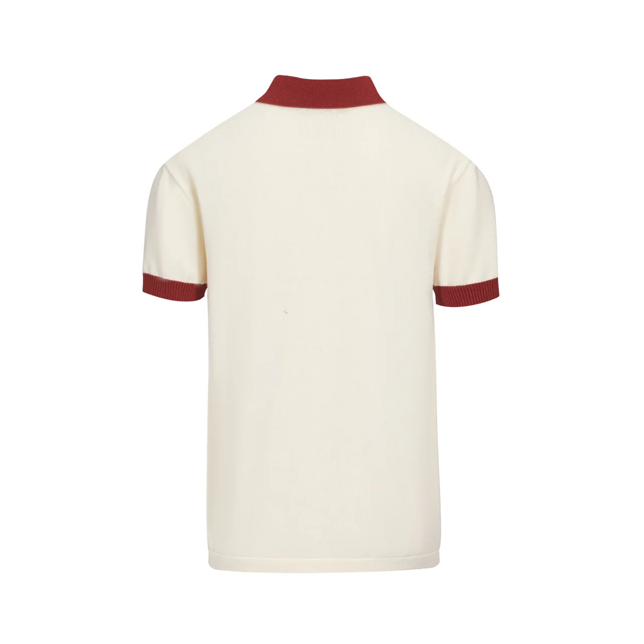 Men’s Vintage 1970s Knit Polo Shirt – Retro Cream with Sunset Stripe Design - Image 3