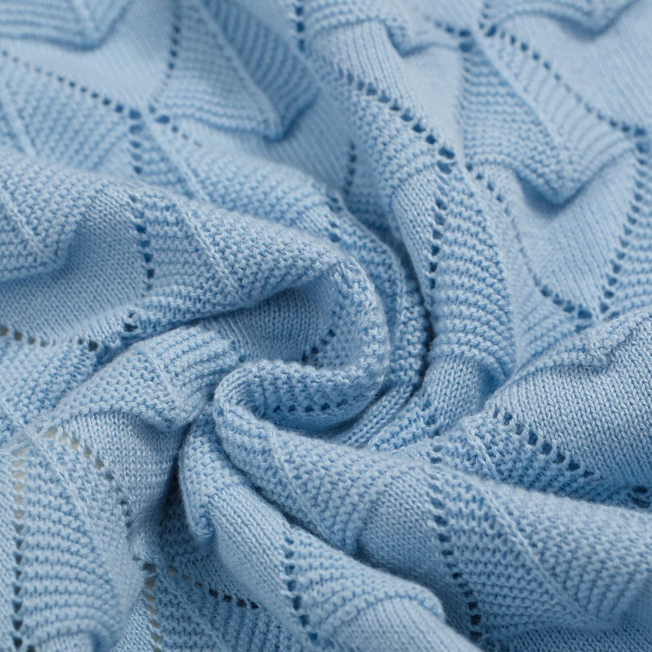 Men’s Vintage 1970s Knit Shirt – Retro Sky Blue Button-Up with Cream Trim - Image 9