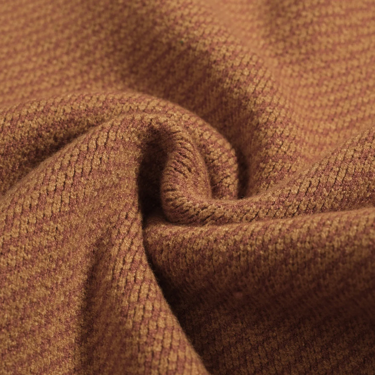 Men’s 60s Chevron Knit Cardigan – Brown & Rust Button-Up V-Neck - Image 3