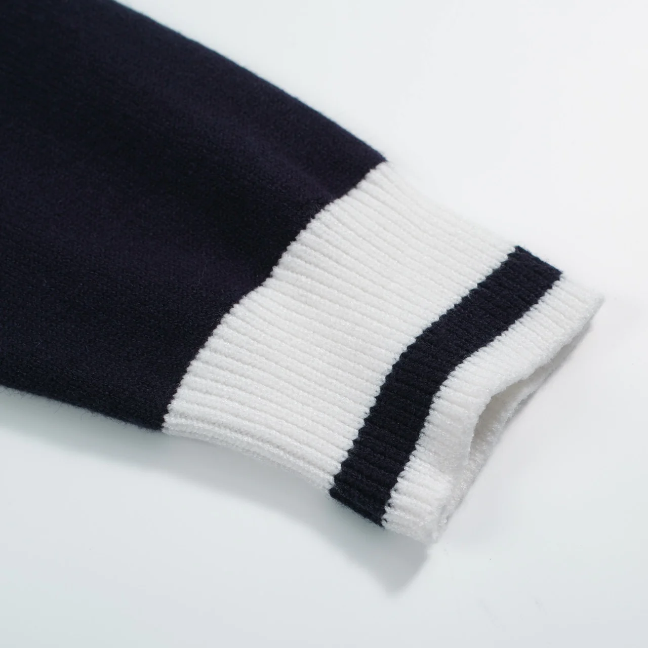 Men’s Vintage Navy Cardigan – Retro Contrast Trim Knit with Deep V-Neck - Image 6