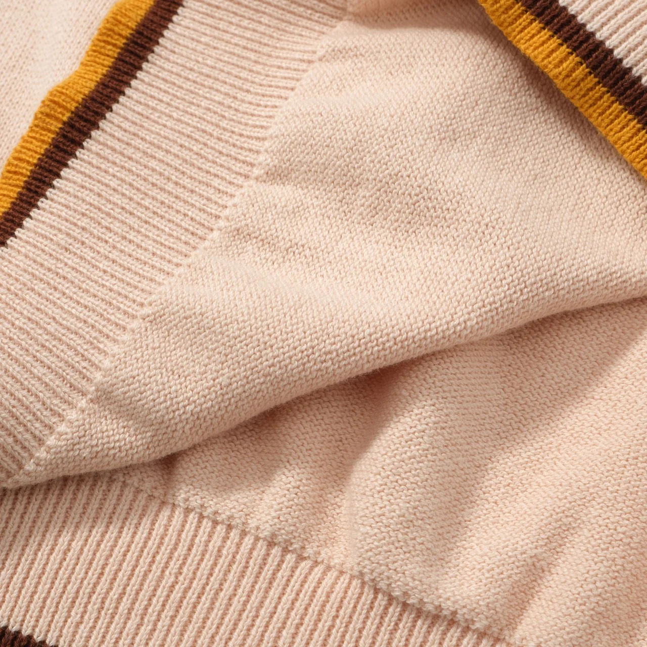 Men's Vintage Warm Stripe Zip Polo – 70s Inspired Knit Shirt in Earth Tones - Image 6