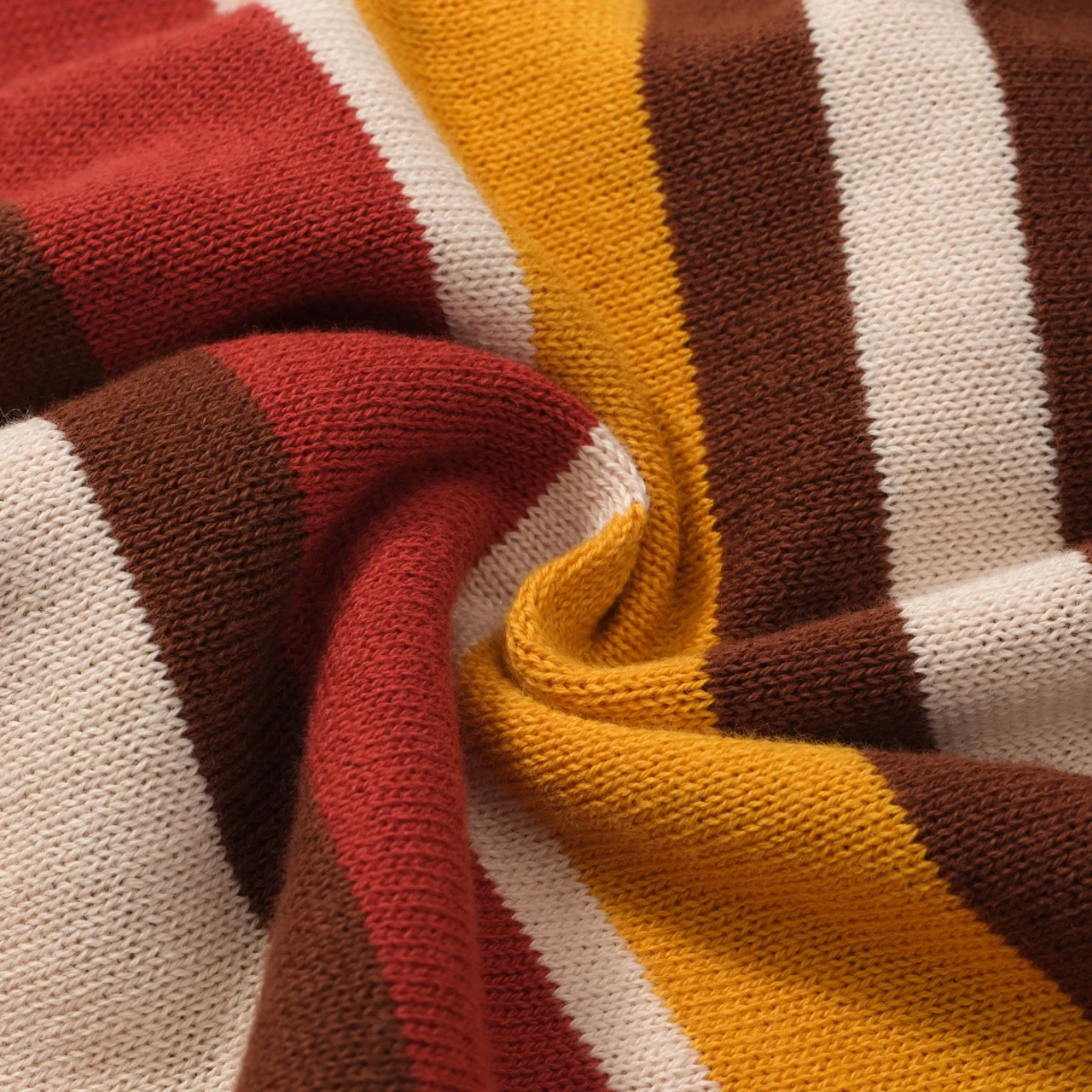 Men's Vintage Warm Stripe Zip Polo – 70s Inspired Knit Shirt in Earth Tones - Image 7