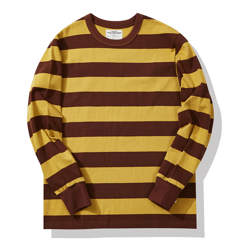 Men's American Retro Prisoner Motorcycle Thick Stripe Long Sleeve T-Shirt - Image 3