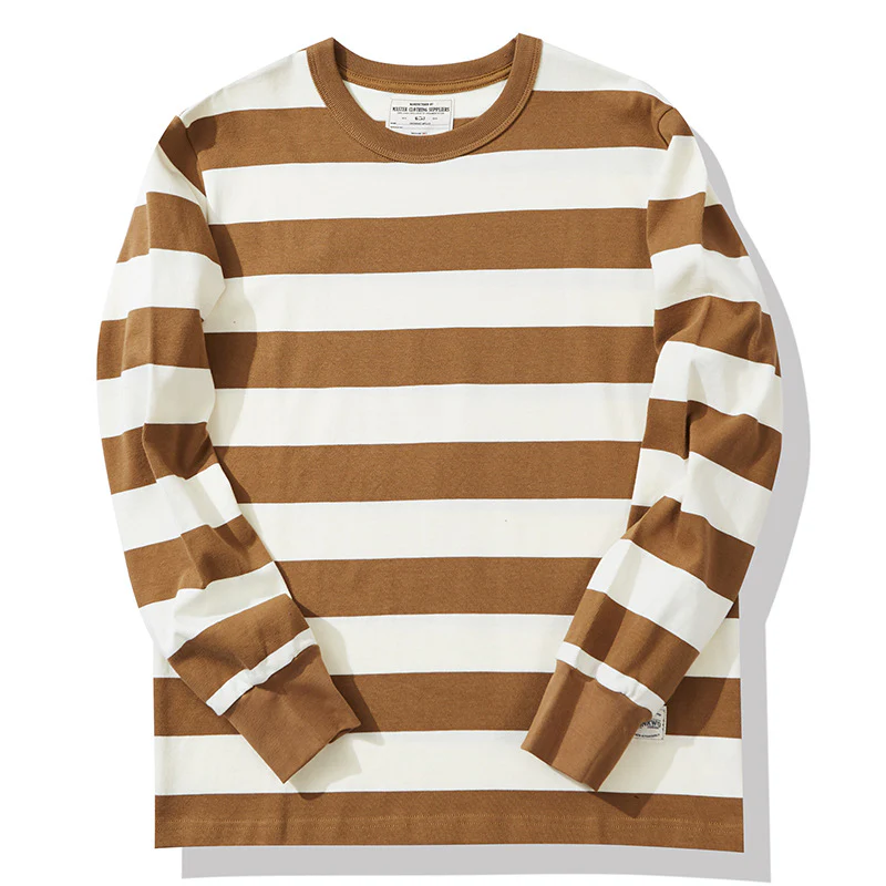 Men's American Retro Prisoner Motorcycle Thick Stripe Long Sleeve T-Shirt - Image 5