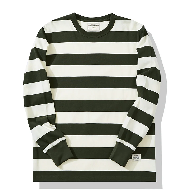 Men's American Retro Prisoner Motorcycle Thick Stripe Long Sleeve T-Shirt - Image 7