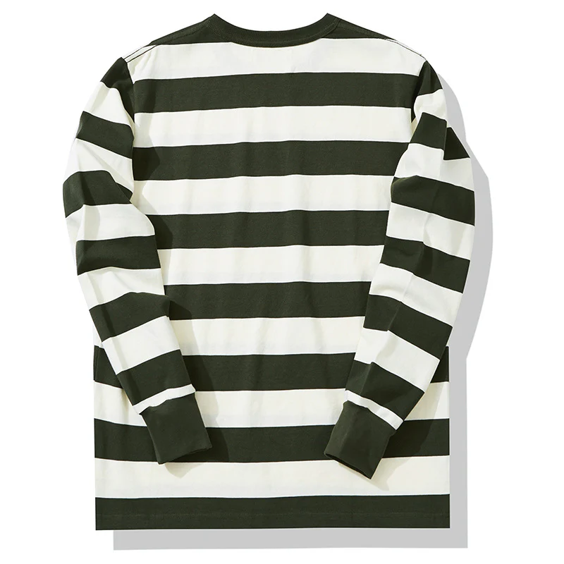 Men's American Retro Prisoner Motorcycle Thick Stripe Long Sleeve T-Shirt - Image 8