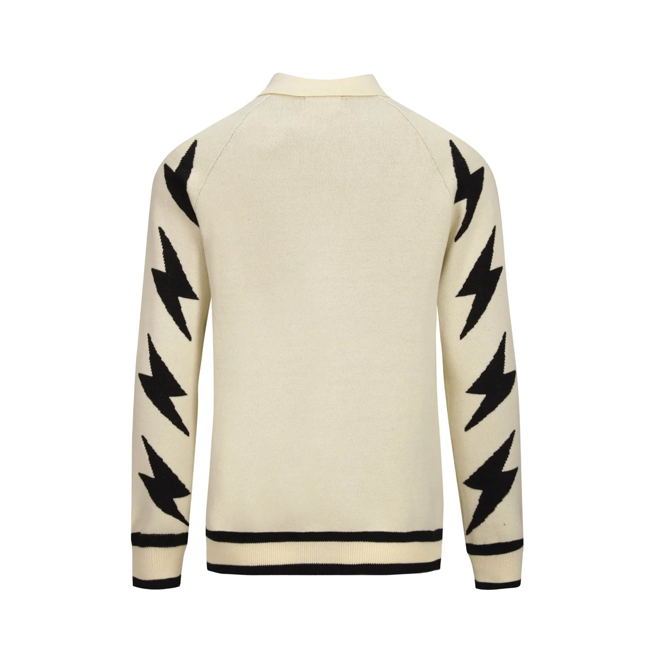 Men's Apricot Classic Retro Lightning Jacquard Knitted Cardigan - Image 3
