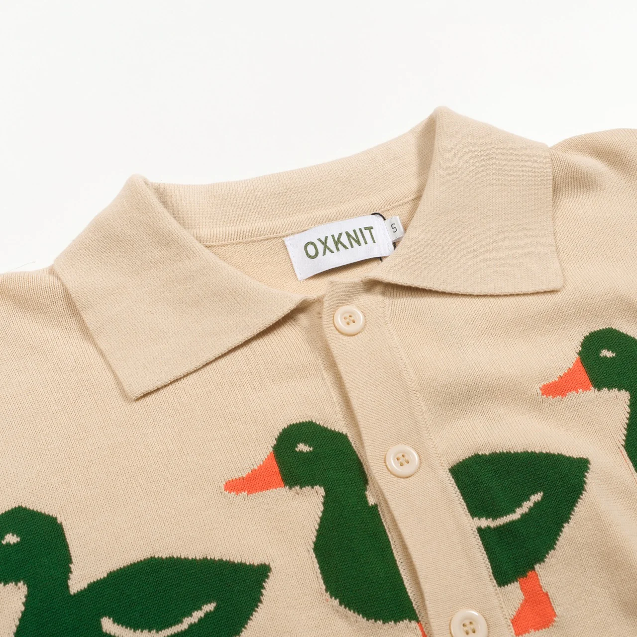 Men's apricot duck art jacquard cardigan - Image 4