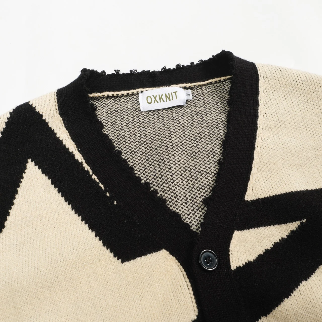 Men's apricot star jacquard knit sweater jacket - Image 4