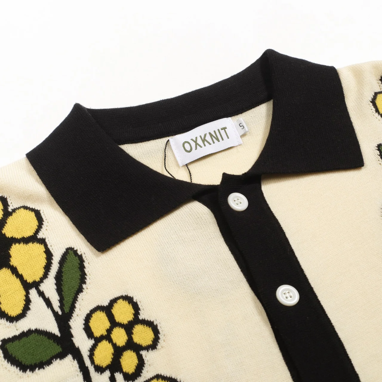 Men's apricot vintage art floral jacquard cardigan - Image 4