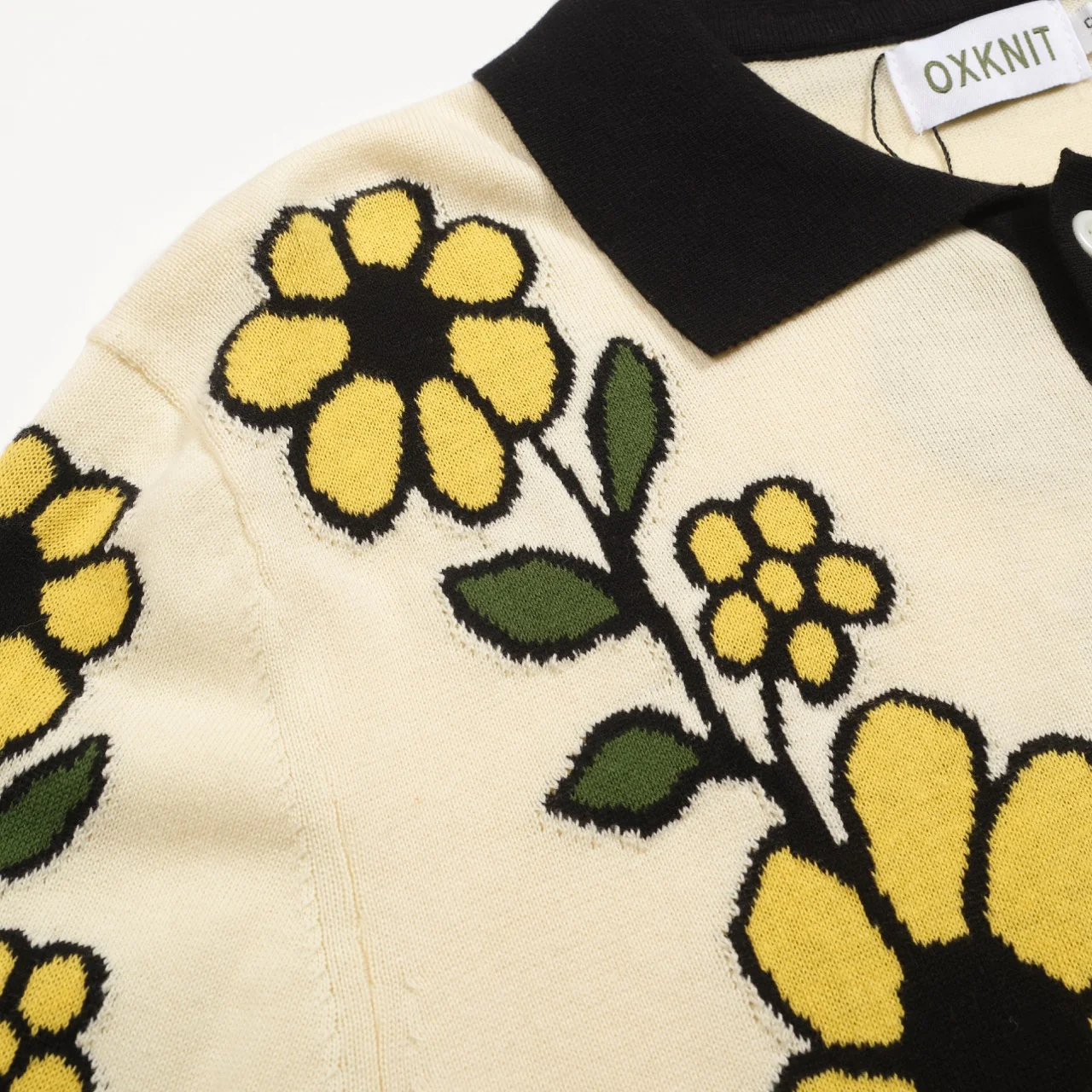 Men's apricot vintage art floral jacquard cardigan - Image 5
