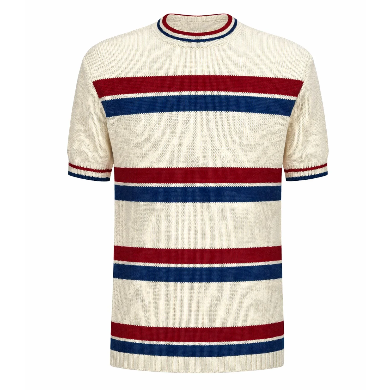 Men's apricot white vintage 60's striped knit T-shirt