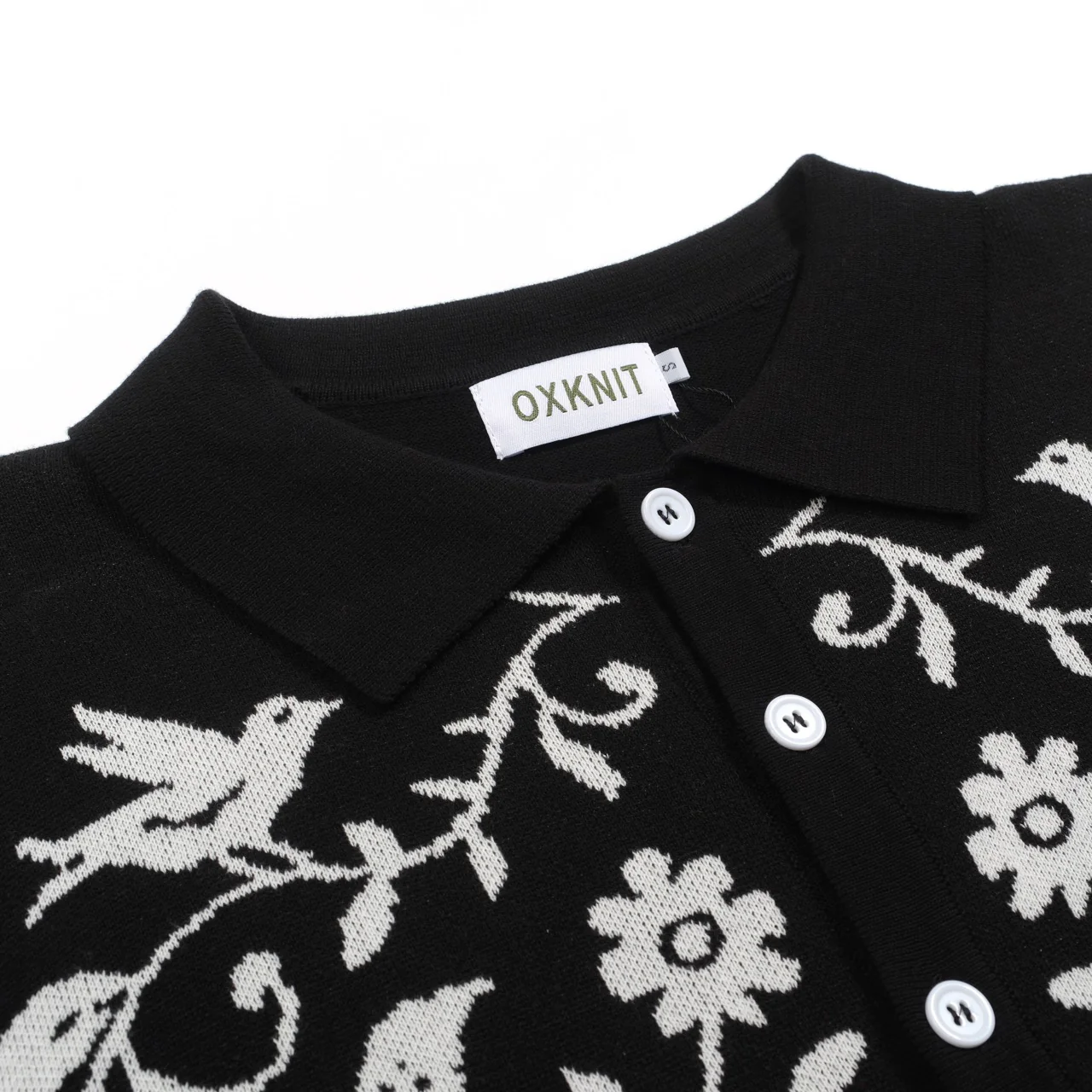 Men's black animal jacquard vintage knit look cardigan - Image 4