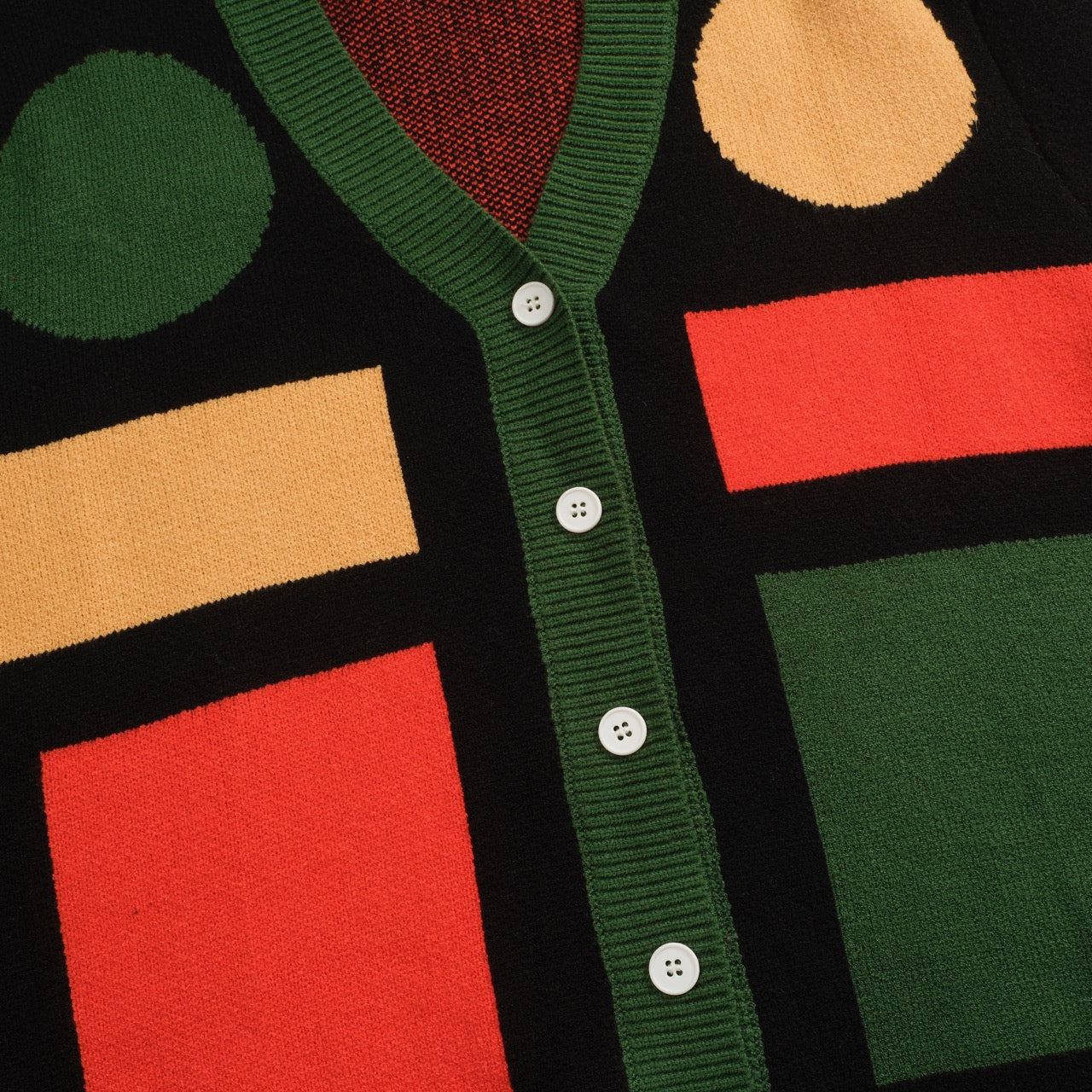 Men's black art graphic jacquard sweater coat - Image 2