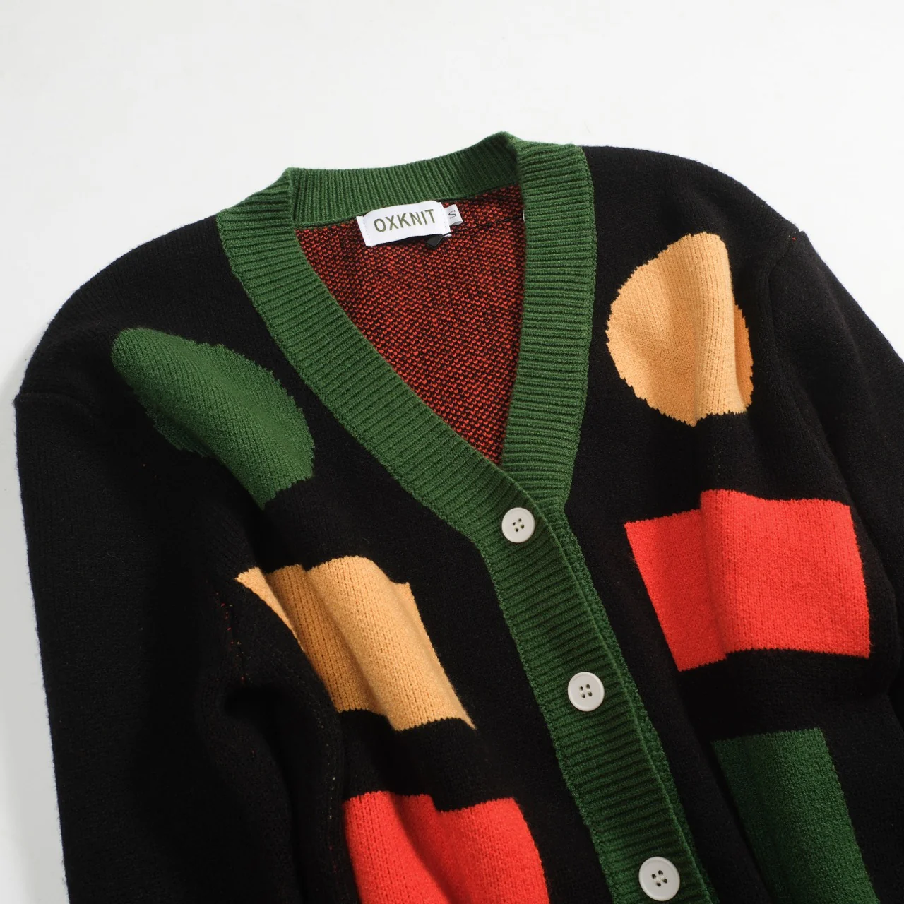 Men's black art graphic jacquard sweater coat - Image 9