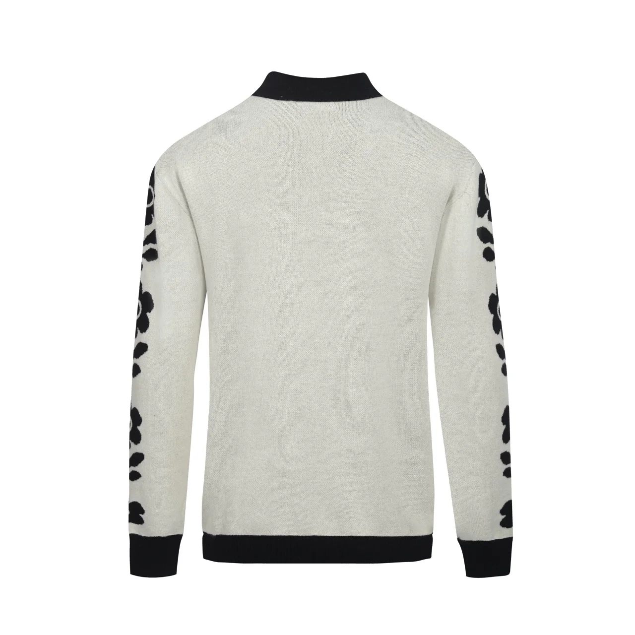 Men's black floral jacquard vintage knitted cardigan - Image 3