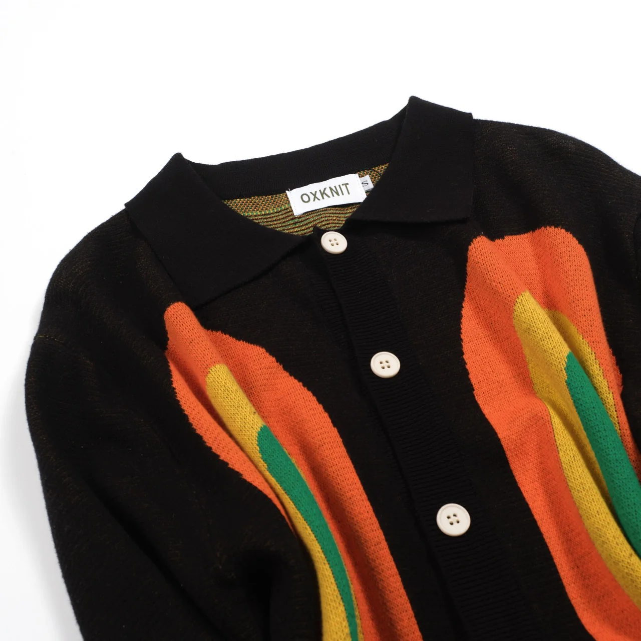 Men's black geometric vintage knit cardigan - Image 9