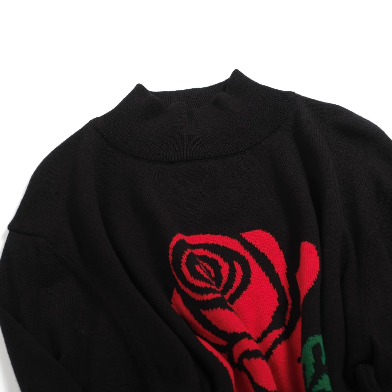 Men's black retro rose jacquard high-neck knitwear - Image 10