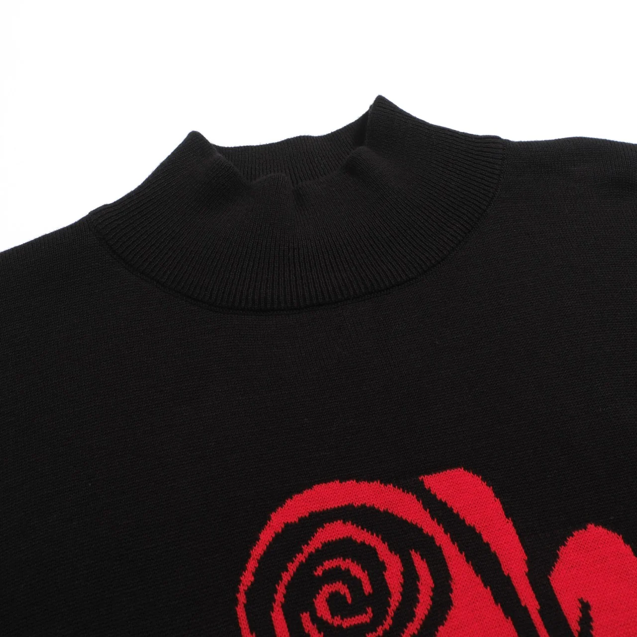 Men's black retro rose jacquard high-neck knitwear - Image 4