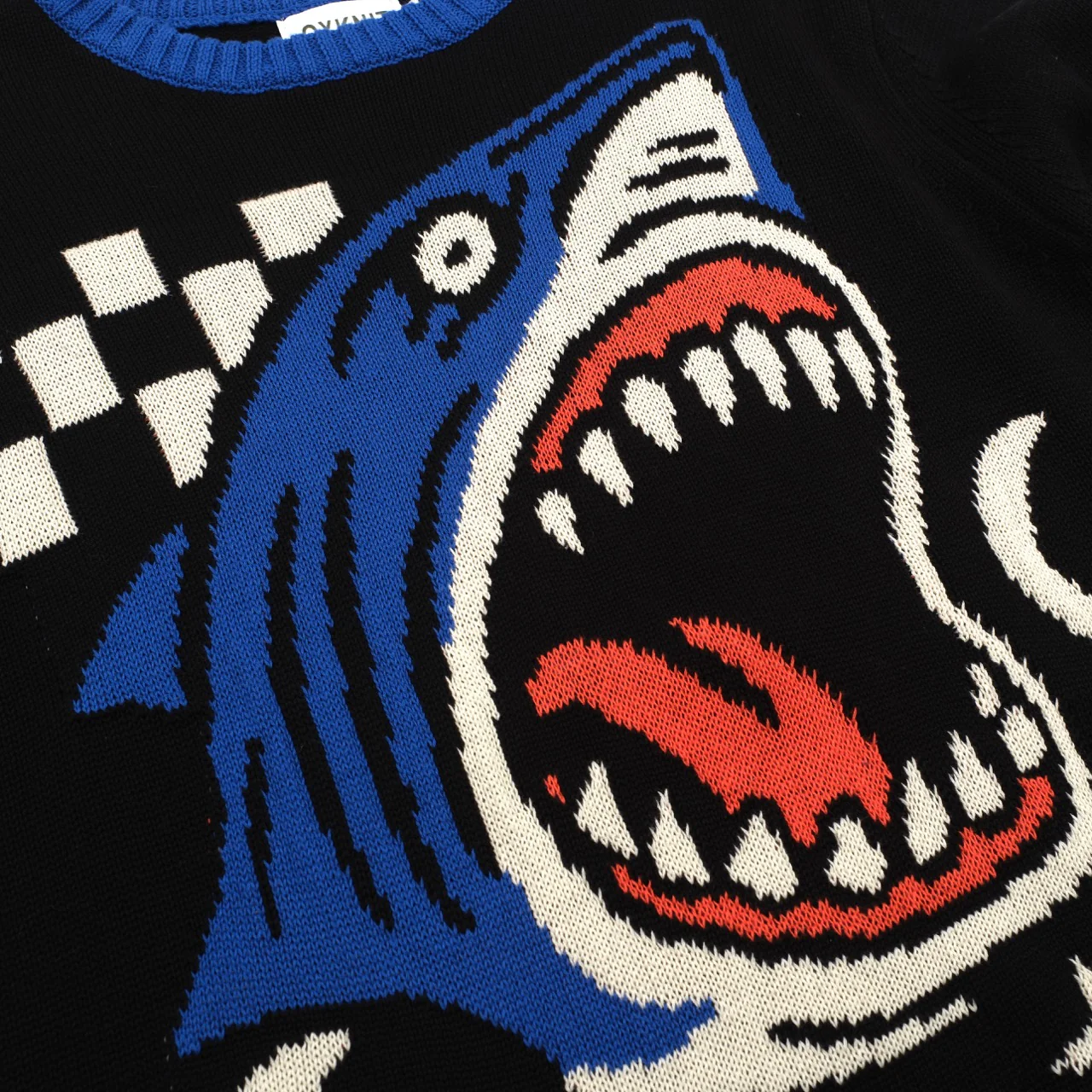 Mens black Shark vintage print jacquard knitwear - Image 2