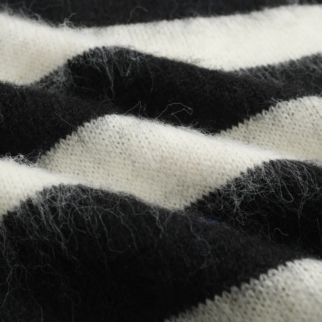 Men's black striped vintage plush knit sweater - Image 2