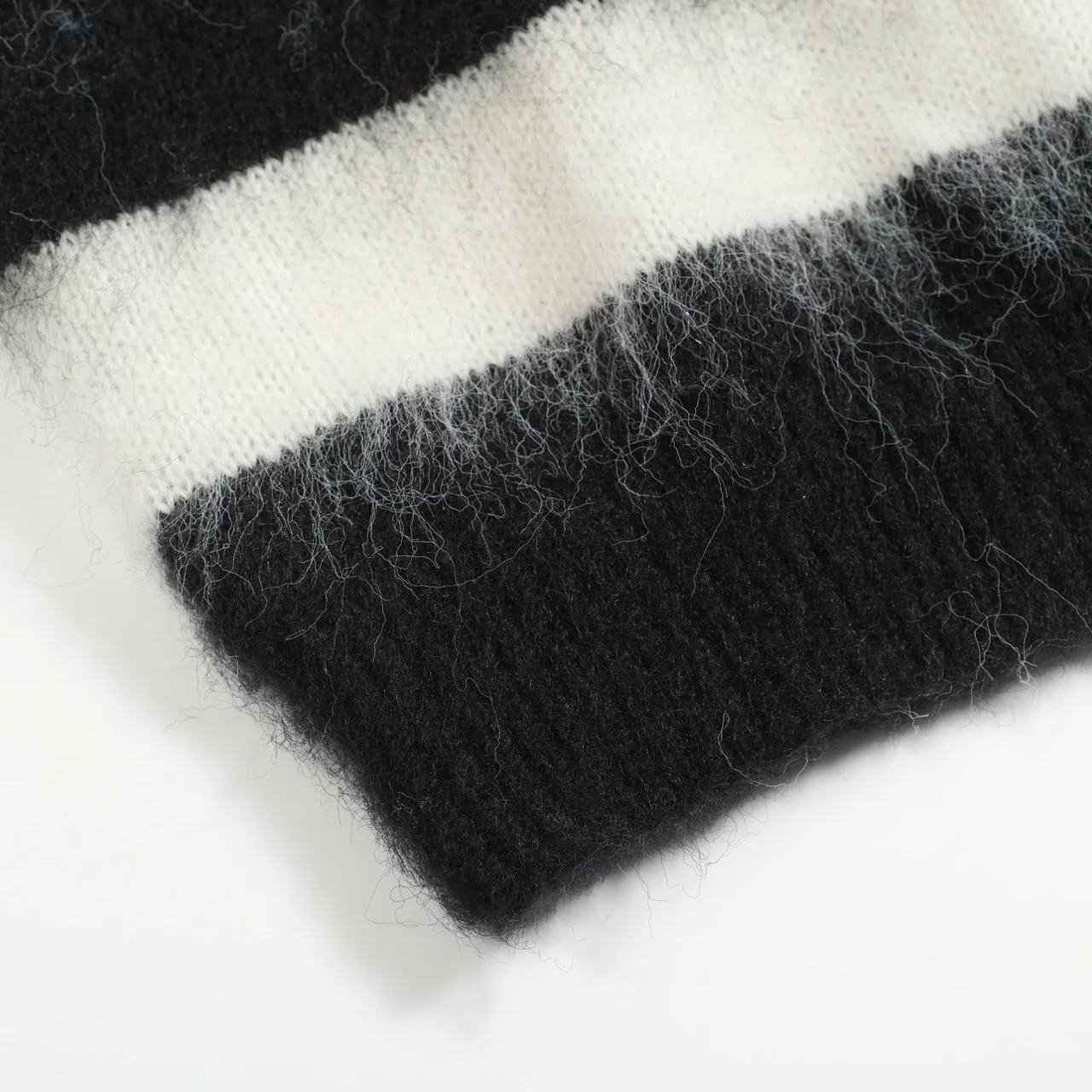 Men's black striped vintage plush knit sweater - Image 7