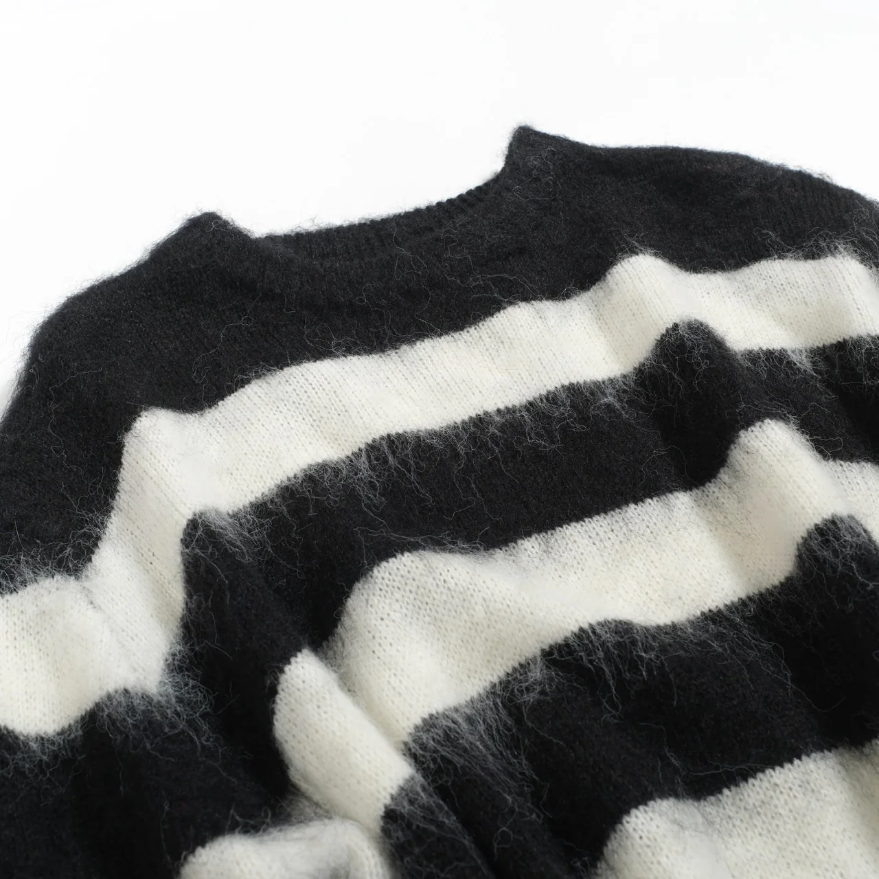 Men's black striped vintage plush knit sweater - Image 9