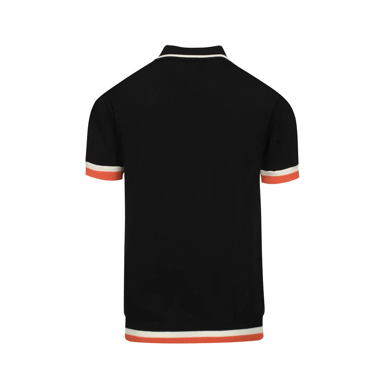 Men's black vintage 1974 jacquard V-neck polo shirt - Image 3