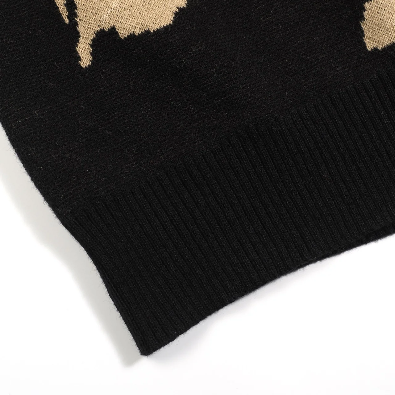 Men's black vintage jacquard knit zipper cardigan - Image 6