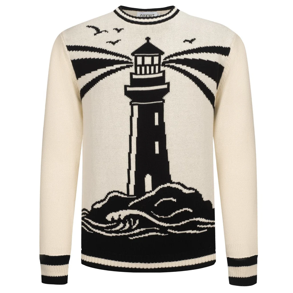 Men's black vintage pattern jacquard knitwear